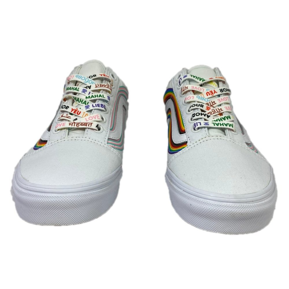 Vans Old Skool Pride Low Top White Leather Canvas Shoes - Picture 5 of 8